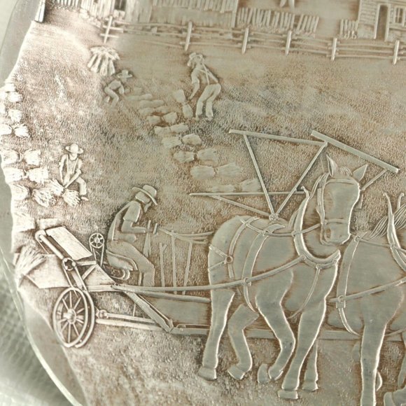 Wendell August Forge Coasters Amish Horse Coming Home Fall Harvest Aluminum - Picture 8 of 12